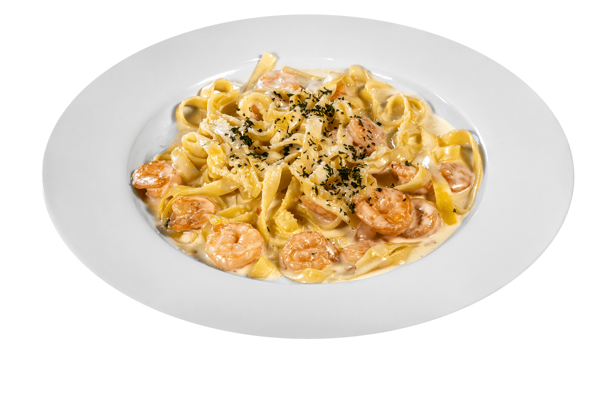 PASTA ALFREDO CON CAMARONES